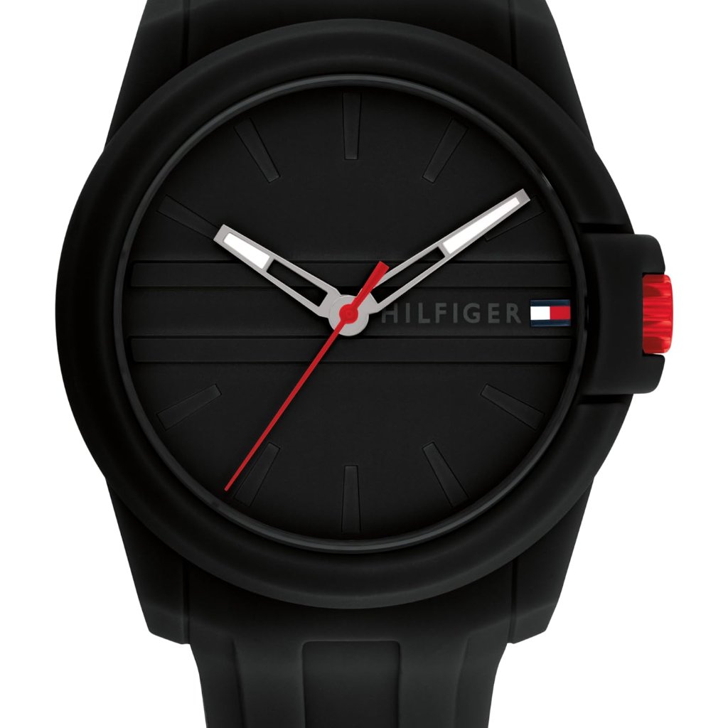 Men's 44mm Quartz Watch, Silicone Strap, Water-Resistant, Everyday Fashion